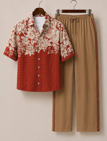 Men's Crimson Bloom Heritage Co-Ord Set