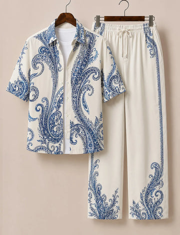 Men's Royal Blue Paisley Co-Ord Set