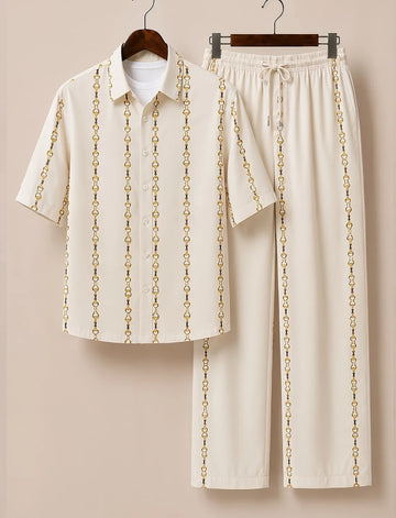 Men's Golden Chain Print Co-Ord Set