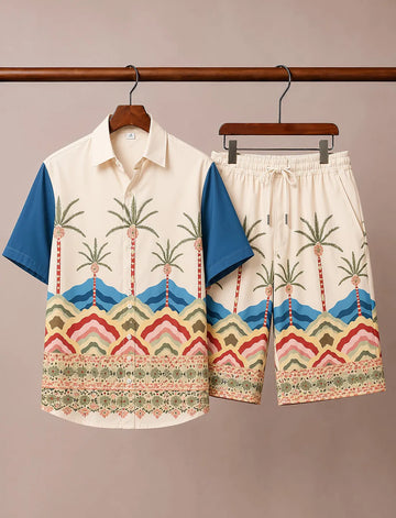 Men's Premium Beachside Pattern Co-Ord Set