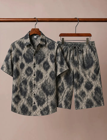 Men's Charcoal Grey Statement Print Co-Ord Set