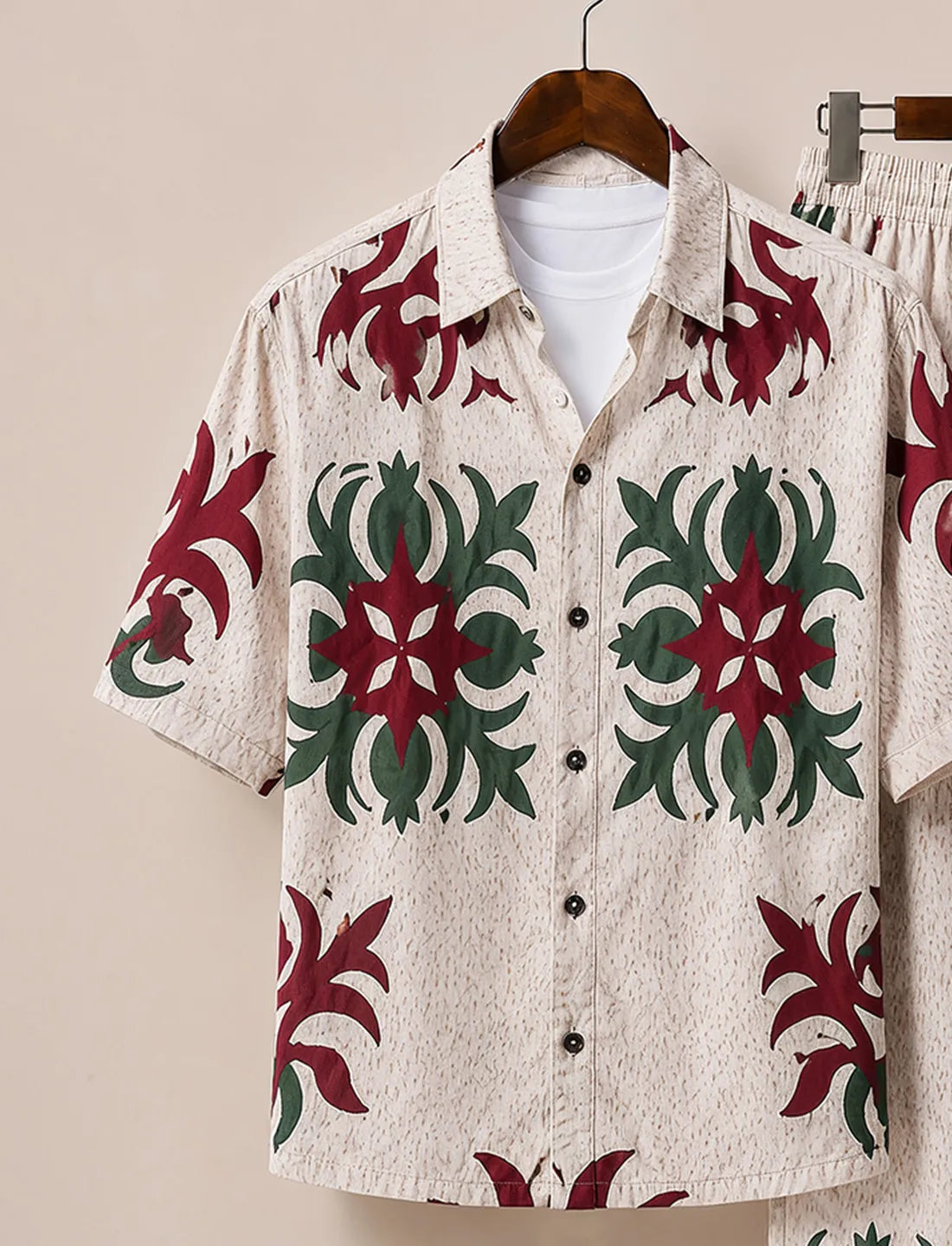 Men's Premium Red & Green Designer Co-Ord Set