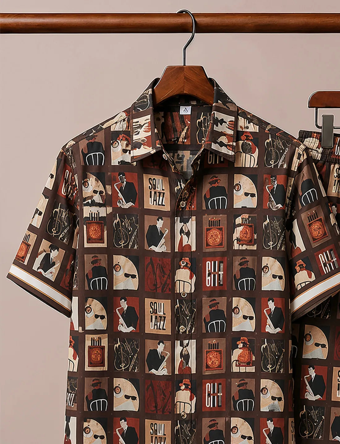 Men's Coffee Brown Designer Art Co-Ord Set