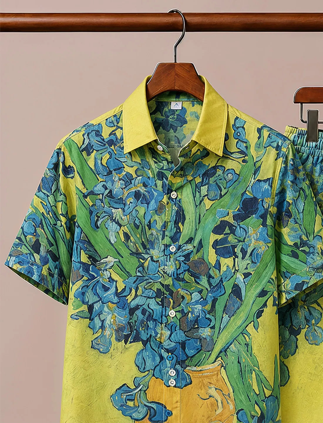Men's Yellow Blue Floral Art Co-Ord Set
