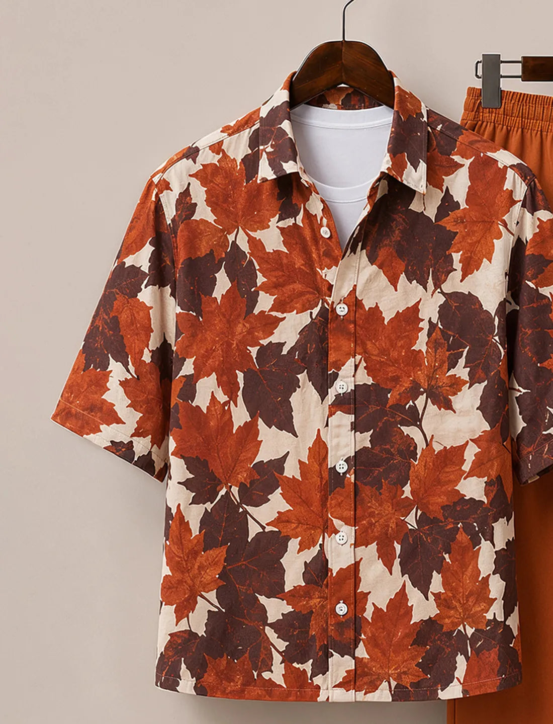 Men's Rustic Leaf Print Co-Ord Set