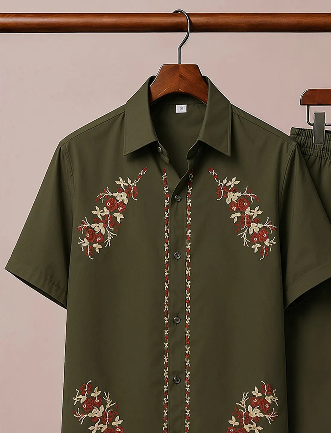 Men's Premium Olive Floral Pattern Co-Ord Set