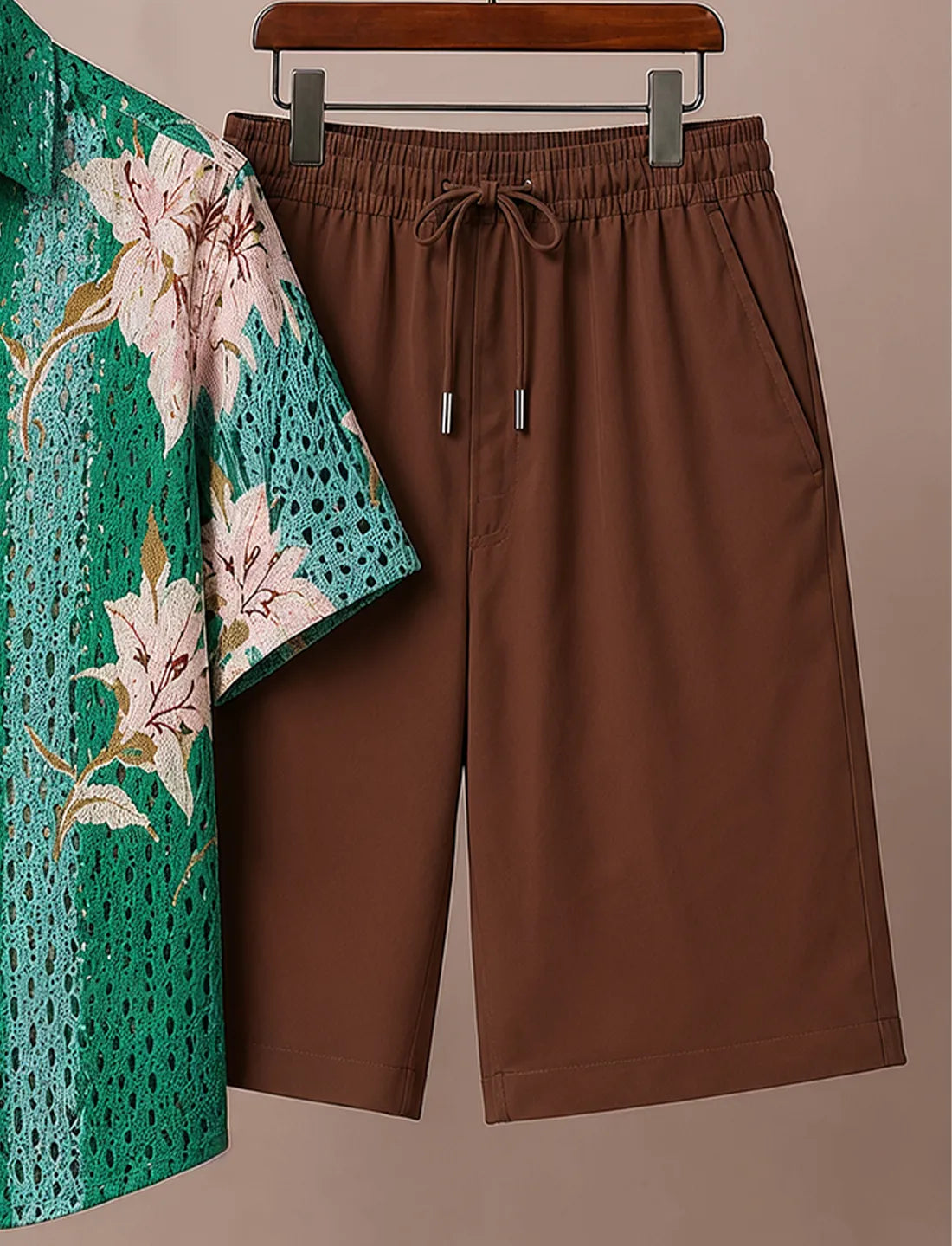 Men's Green Nature Inspired Print Co-Ord Set