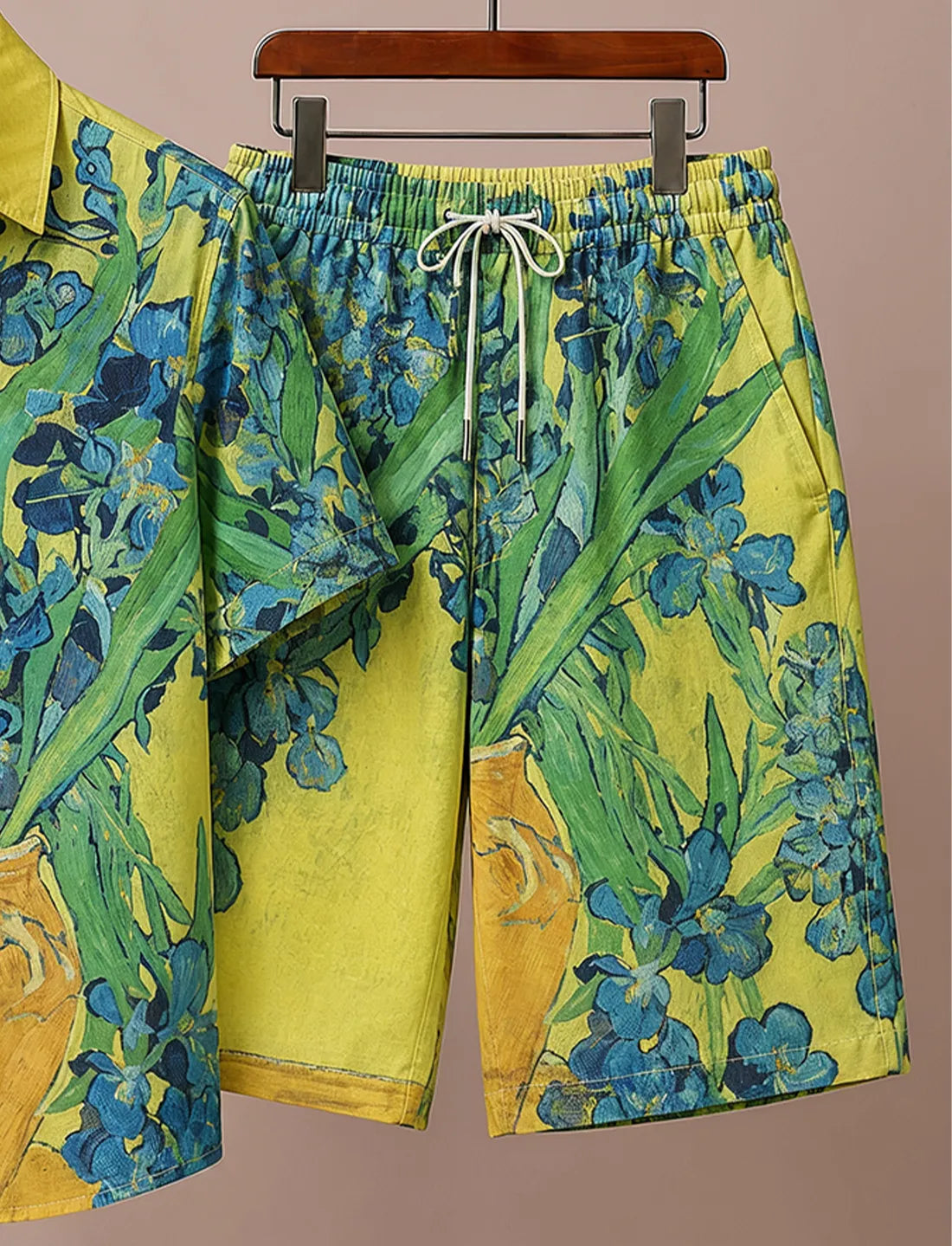 Men's Yellow Blue Floral Art Co-Ord Set
