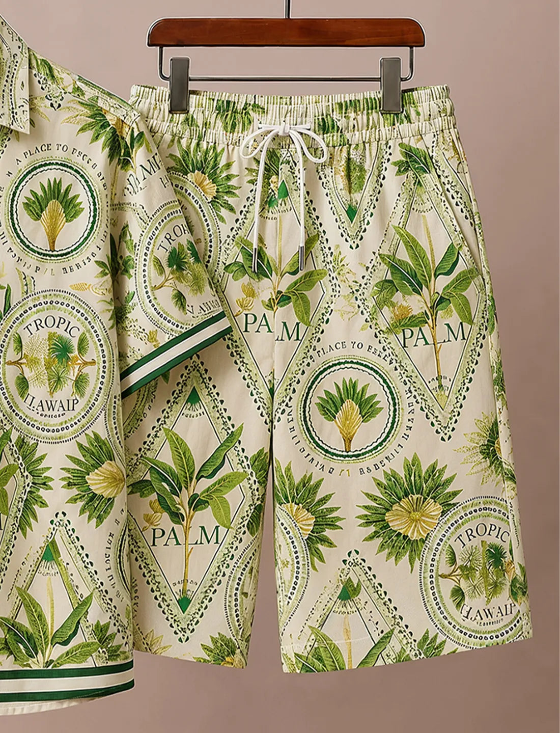 Men's Tropical Palm Print Half Sleeve Co-Ord Set