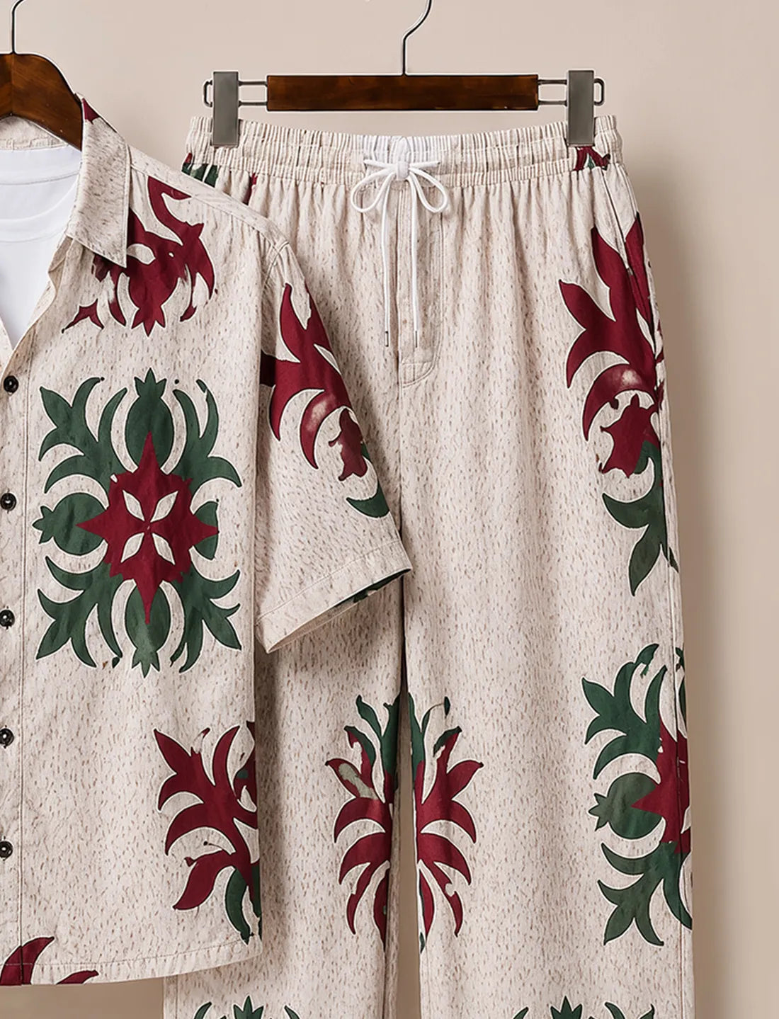 Men's Premium Red & Green Designer Co-Ord Set