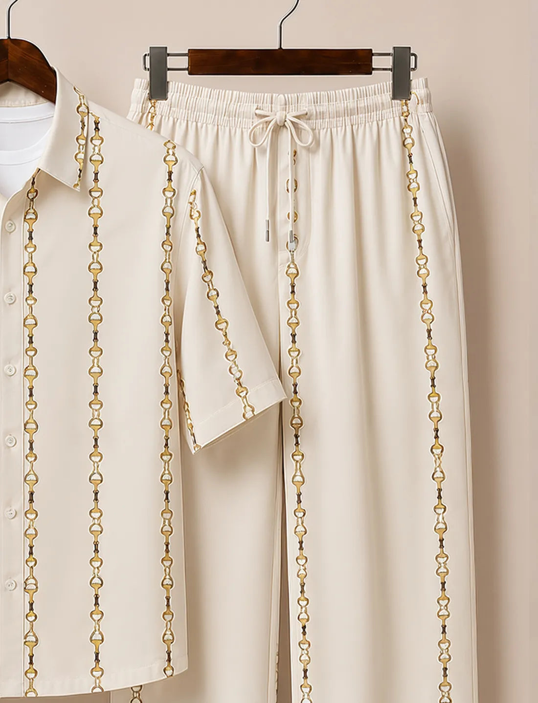 Men's Golden Chain Print Co-Ord Set