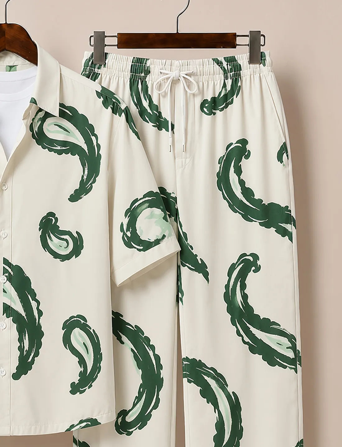 Men's Emerald Wave Print Co-Ord Set