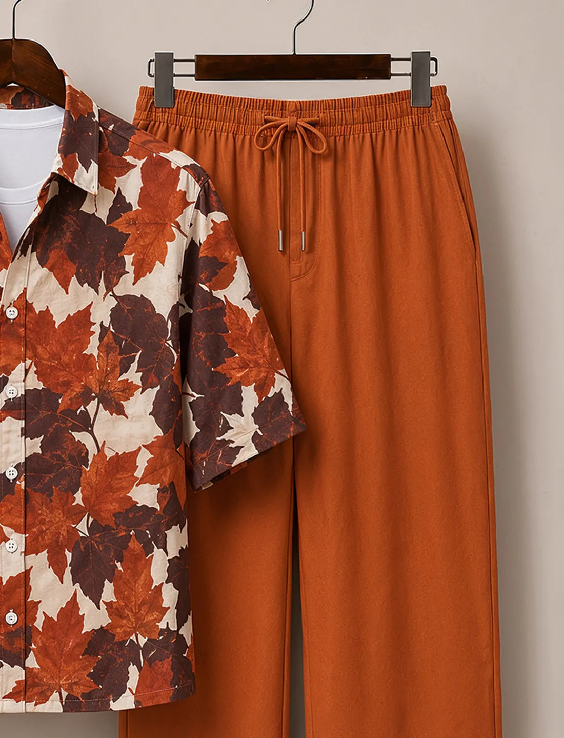Men's Rustic Leaf Print Co-Ord Set